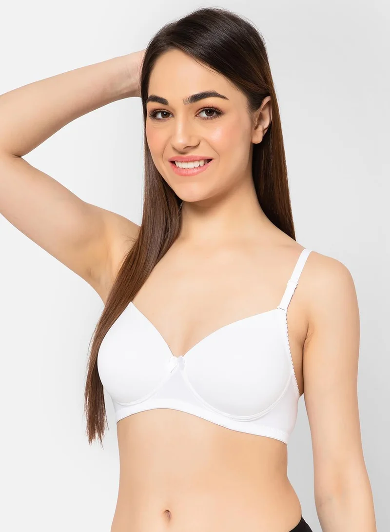 Clovia White Padded Non-Wired Full Coverage Multiway T-shirt Bra in White for Women | Best Price UAE